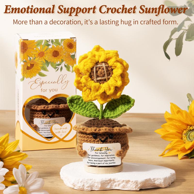 Mayicivo Emotional Support Crochet Sunflower — Inspirational Gift for Women, Friends & Coworkers Mayicivo Emotional Support Crochet Sunflower — Inspirational Gift for Women, Friends & Coworkers