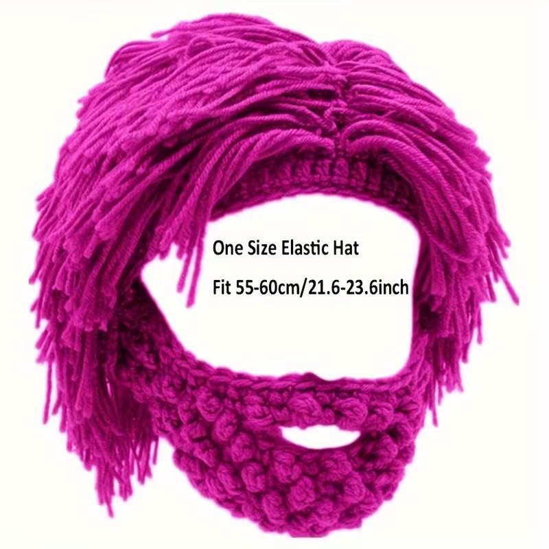 Wig and Beard Knitted Hat, Homeless/Mad Scientist/Hip-Hop Style, Handmade Warm Winter Hat, Unisex, Skiing Gift, Fun Party Hat