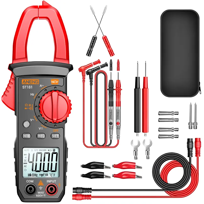 ST181 4000-Count Digital Clamp Multimeter - Digital Automotive Tester, NCV, AC Current, AC/DC Voltage, Capacitance, Resistance, Diode, Continuity, Frequency Tool for Professional Electricians