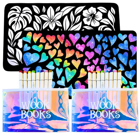 Wook Books Color Your OwnColoring Desk Mat and Ohuhu Marker Bundle Extra Large Mousepad Non-Slip Rubber Desk Mat for Alcohol Markers Hand Drawn Design 23.25"x13.75"