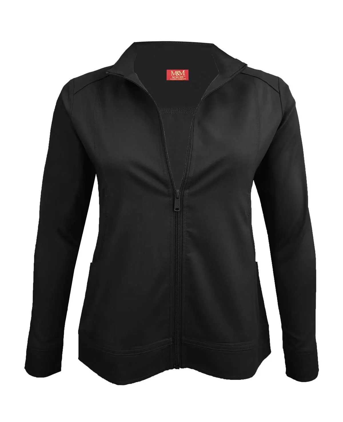 M&M SCRUBS Women's Ultra Soft Stretch Scrub Jacket, Zip Front Long Sleeve Medical Scrubs for Women with Patch Pockets