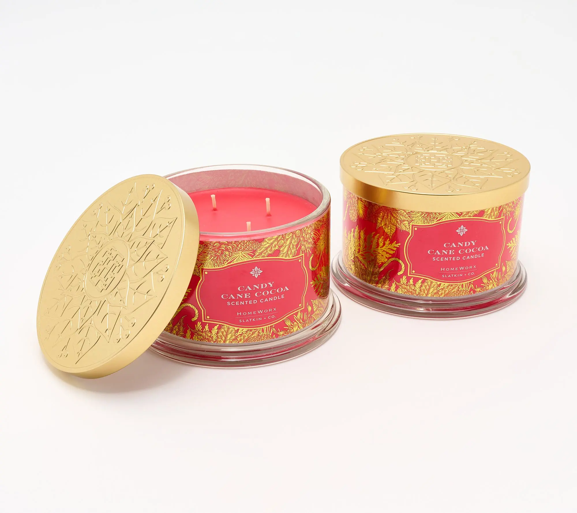 HomeWorx by Slatkin + Co. S/2 18oz Candy Cane Cocoa Candles