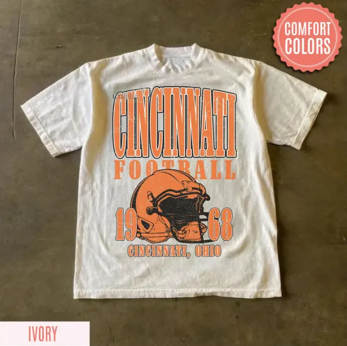 Cincinnati Football Vintage Style Crewneck T-Shirt, Cincinnati Football Crewneck, Football Tshirt, Cincinnati Fan Gifts FSM21, Vintage Graphic Tee, Unisex T-Shirt, Gift For Men, Top Menswear Streetwear