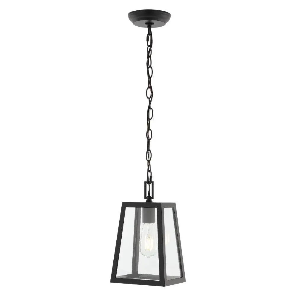 JONATHAN Y Glendale Farmhouse Industrial Iron-Glass Outdoor LED Pendant - Adjustable Lighting, Metal Frame, LED Bulb, Porch & Patio Fixture for Curb Appeal, Ac Power Supply