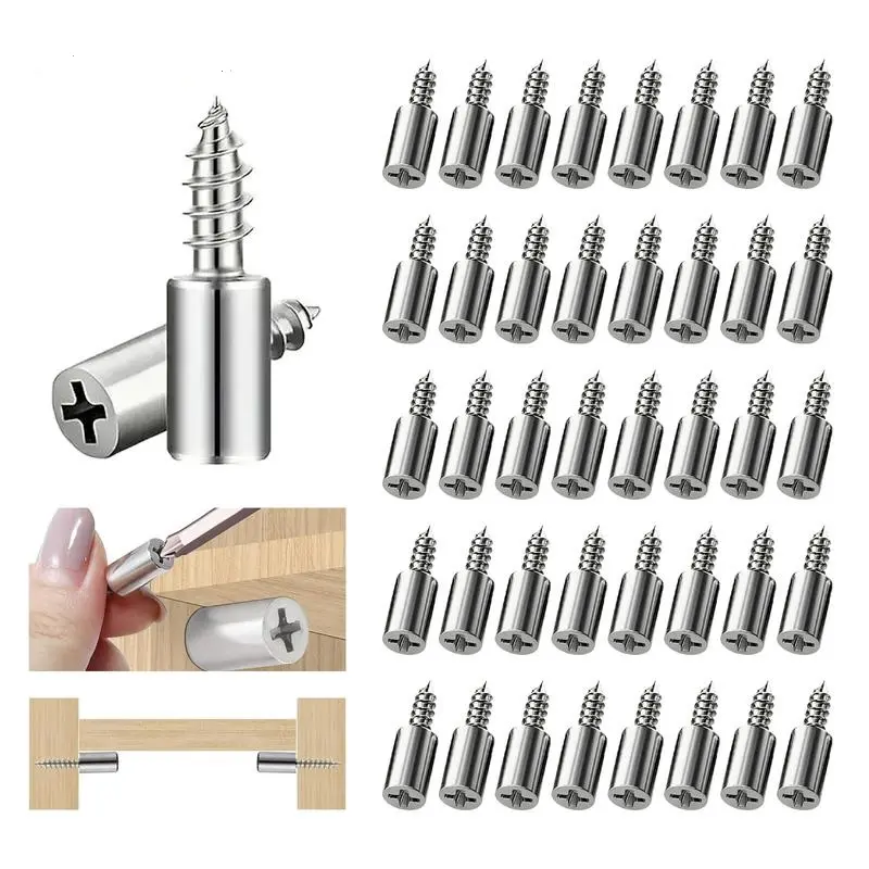 40 Pcs Cabinet Shelf Support Pegs, Self-Tapping Screws with Non-Slip Sleeves, Laminate Fixed Support Pins for Cabinets, Bookcases, Wardrobes and Furniture Shelves