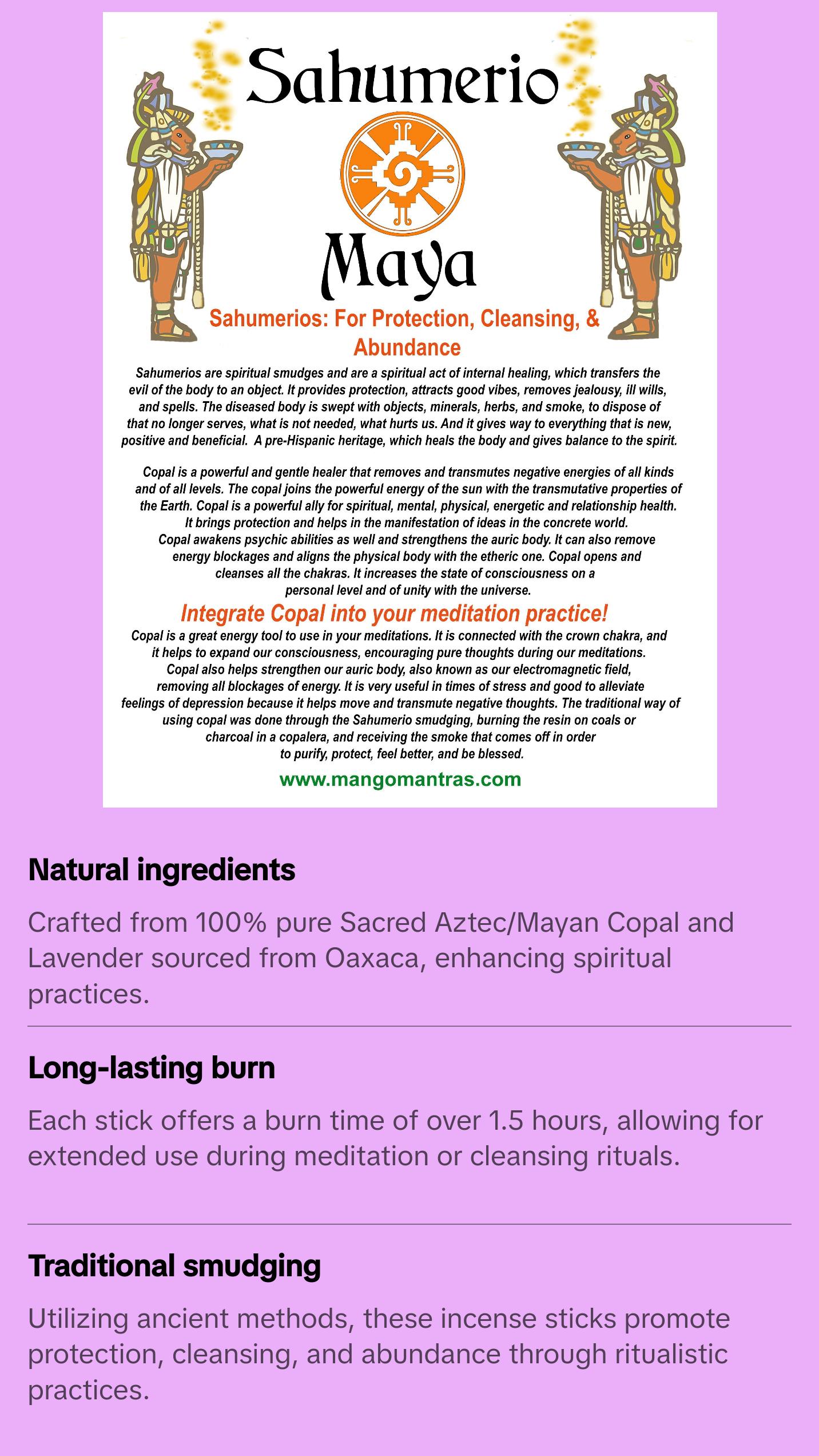 100% Pure Sacred Mayan Copal & Lavender Incense for Protection, Cleansing, and Purifying!