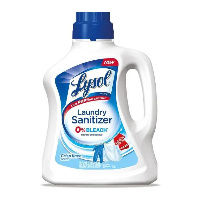 Lysol Bleach-Free Liquid Laundry Sanitizer (90 oz, Crisp Linen Scent) - Gentle on Most Fabrics, Safe for All Machines, Kills 99.9% of Bacteria, Rinse Addition, Household Laundry Detergent, Laundry Liquid Detergent