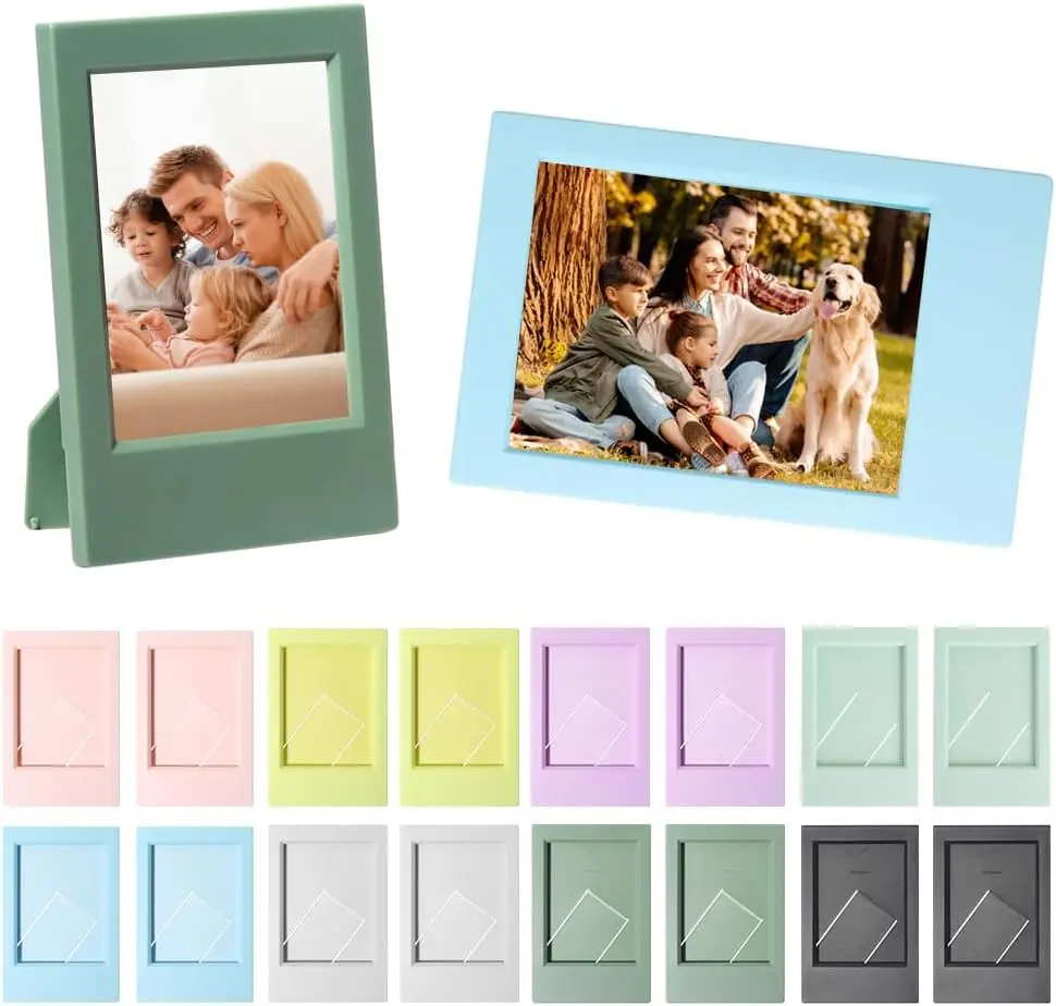 16 piece set 2x3 photo frame suitable for mini Polaroid film, 8-color mini photo frame with bracket, 3-inch Polaroid photo frame, suitable for home and office desktop display