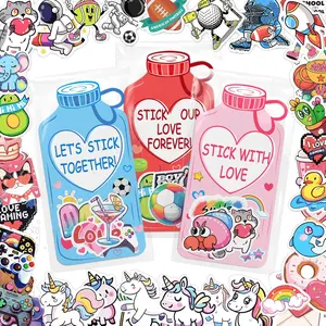 48Pcs Class Valentines Day Gifts for  with Water Bottle Cards and 250Pcs Valentines Stickers, Valentines Gifts for  Boys Girls Classroom School Party Favor