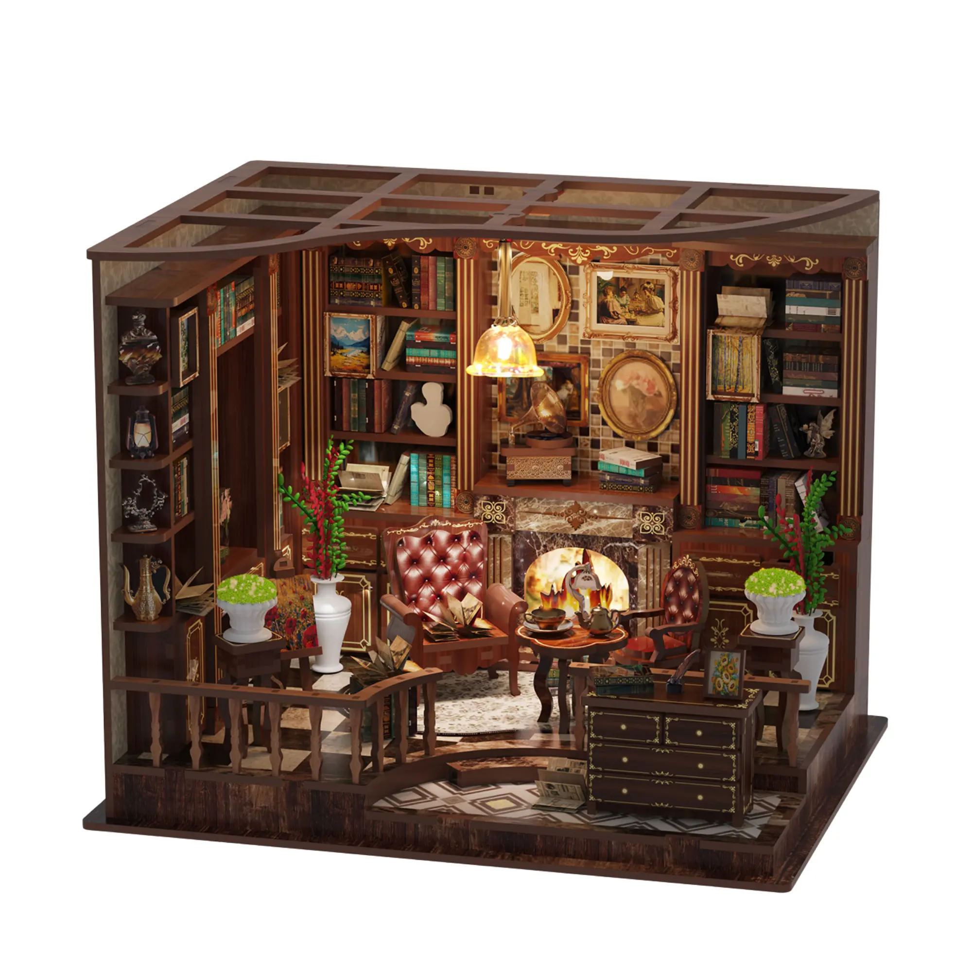 Left Bank Study DIY Book Nook Kit with LED Light for Bookshelf Decor