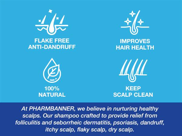 PHARMBANNER Anti-Fungal Shampoo – Relief for Folliculitis, Seborrheic Dermatitis & Scalp Psoriasis | Soothes Itchy, Dry Scalp | 8.4 oz