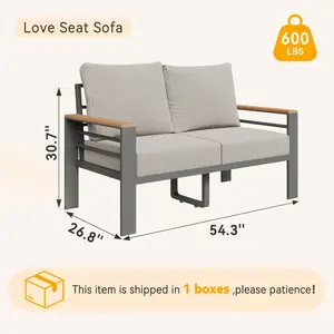 Aoxun Aluminum Outdoor Sectional Sofa - All Weather Waterproof Thick Washable Cushions, 26-inch Extra-Wide Seat, Hurricane-Grade Steel Frame, Top Olefin Fabric, Ideal for US Outdoor Spaces
