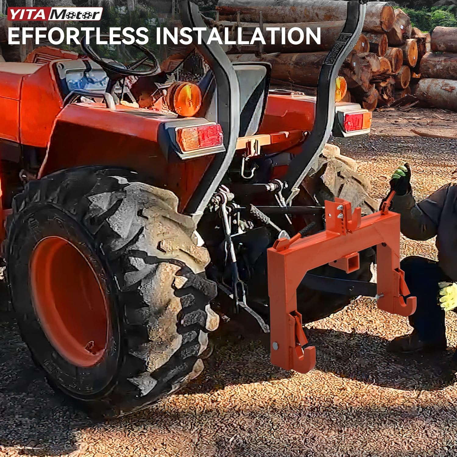 YITAMOTOR 3 Point Quick Hitch Attachment for Category 1 Tractors, 3000LBS Heavy Duty 3 Pt Tractor Hitch with 2" Receiver, Adjustable 5 Level Bolt for Farm & Ranch Equipment