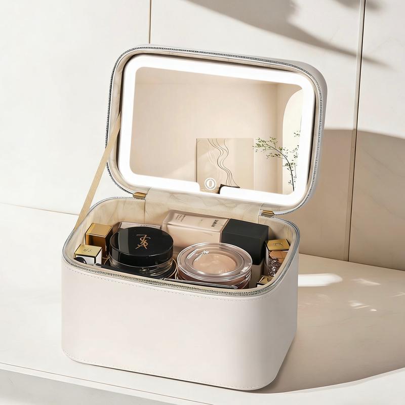 Vanity Case with Lighting Portable Mini Makeup Bag Cosmetic Bag Travel Makeup Case Organizer For Women Toiletry Bag for Girls Traveling With Handle Artist Storage Bag