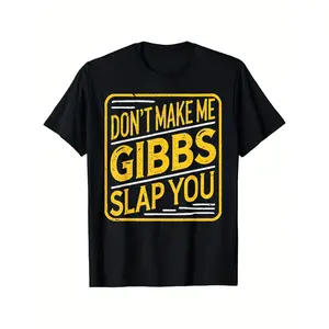 Men'S Funny Gibbs Slap Warning T-Shirt | Black with Yellow Gibbs Design, Soft Breathable, Casual Round Neck Short Sleeve Shirt for NCIS Fans, Pop, 180g