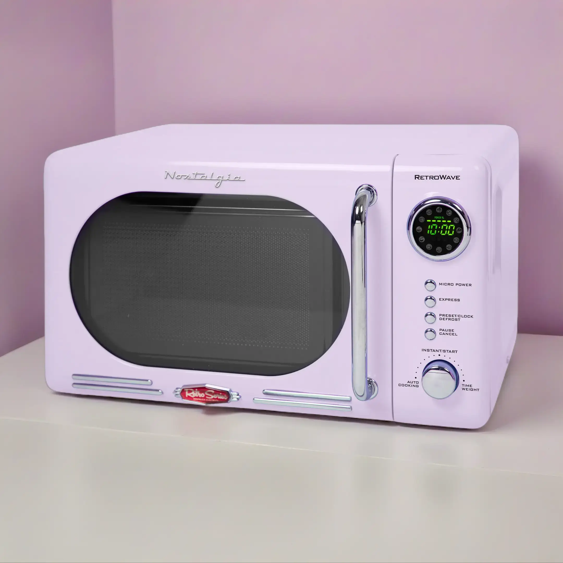 Retro 0.7 Cubic Foot 700-Watt Countertop Microwave Oven - Lavender