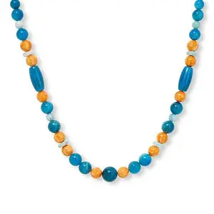 Mine Finds by Jay King Apatite, Larimar & Orange Spiny Oyster Shell Bead Necklace