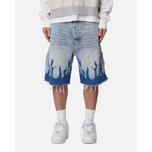 MNML Baggy Flame Denim Shorts Blue