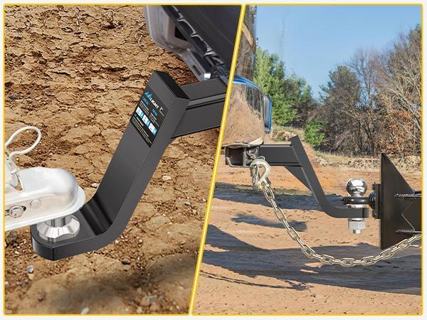 Nilight Trailer Hitch Ball Mount with 5/8" Hitch Pin Clip Fits 2 Inch Receiver Square 7500 lbs 10" Drop 9” Rise 1” Hole Gloss Black Powder Coat