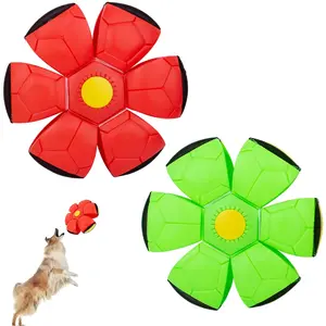 OOXYG Dog Flying Disc 2 Pack Pet Toy Flying Saucer Ball for Dog Interactive Dog Disc Saucer Ball Toys for Medium Large Dogs Doggy Disc Ball 3 Light Teeth Red+Green