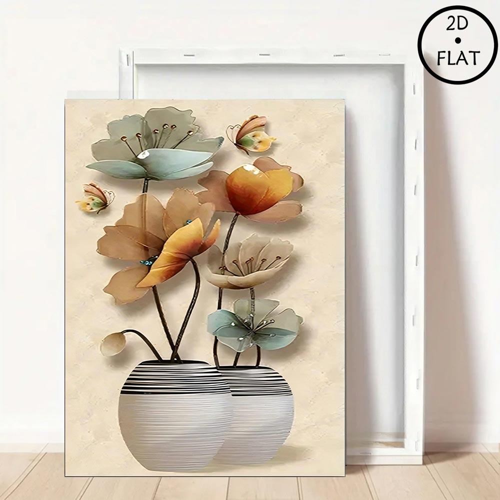 2D Flat 1pcs Framed Wood Canvas , Elegant Floral Wall Art, Home Decor, Wall Decor, Living Room, Bedroom, Office Decor, Room Decor, Mural Decor, Perfect for Room Decor