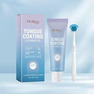 Tongue Cleaning Gel, 1 Box Tongue Coating Cleaning Gel with Tongue Brush, Oral Care Product for Freshing Breath, Daily Oral Care Product for Adults