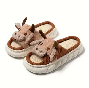 Cartoon Cow Cotton Slippers Adorable Plush Animal Slippers Winter Indoor/Outdoor Dual-Use Slippers Footwear Spring Freshness