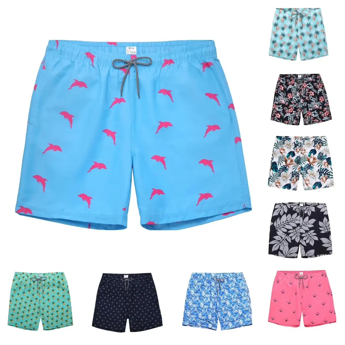 Mens Beach Shorts with Phone Pocket, Summer Casual Board Shorts with Side Pockets, Quick Dry Swim Shorts Swim Trunks Swimming Shorts Drawstring Elastic Waistband Swimwear Swimsuit Bathing Suit