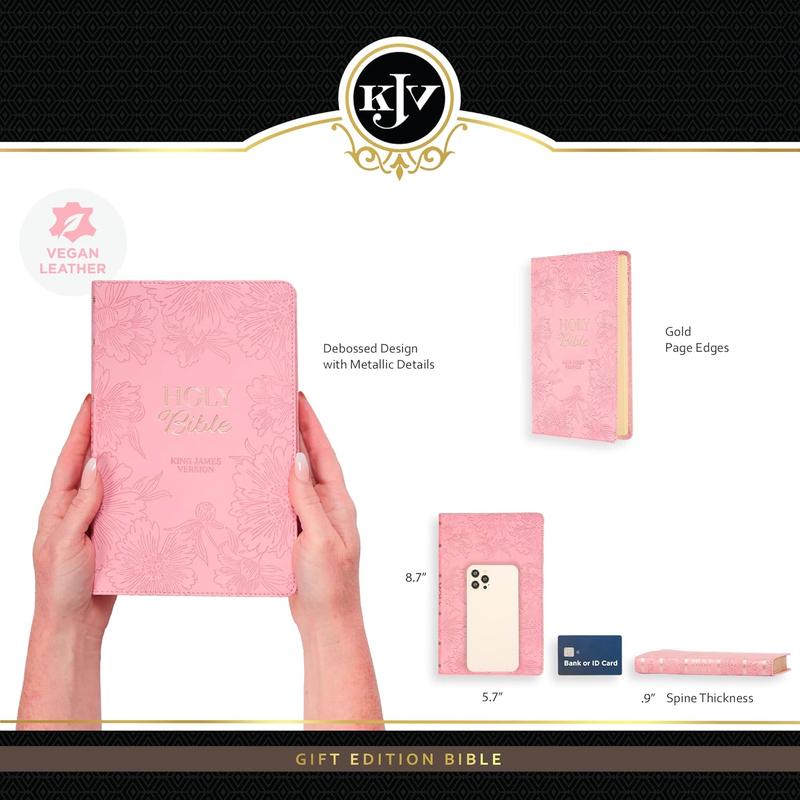 KJV Holy Bible, Gift Edition King James Version with Faux Leather Cover in Blossom Pink Floral