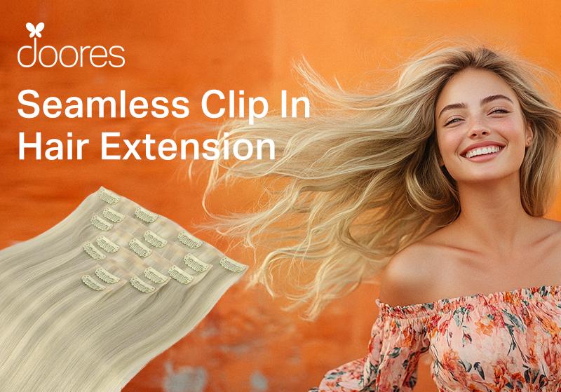 Doores 100g Seamless Clip In Hair Extensions Remy Human Hair Extensions Natural Straight Beginner Friendly Comfortable- Skin Weft PU Clip in Hair Extensions Doores 100g Seamless Clip In Hair Extensions Remy Human Hair Extensions Natural Straight Beginner Friendly Comfortable- Skin Weft PU Clip in Hair Extensions