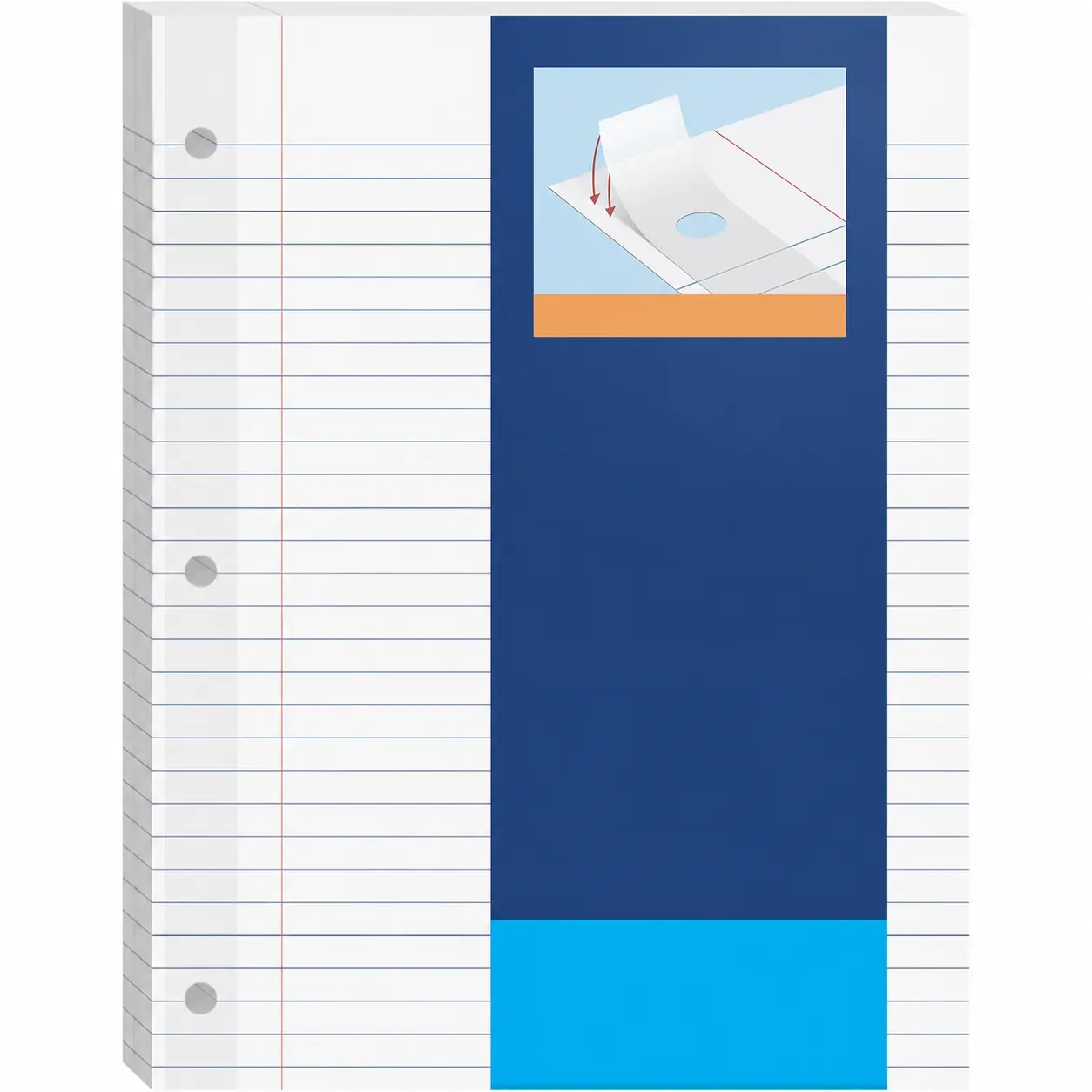 College Ruled Notebook Paper, 100 Sheets, 8.5 x 11 in, Plastic‑Reinforced 3‑Hole Anti‑Tear Strip, 9/32 in Spacing, Double‑Sided Ruled for School & Binder Use