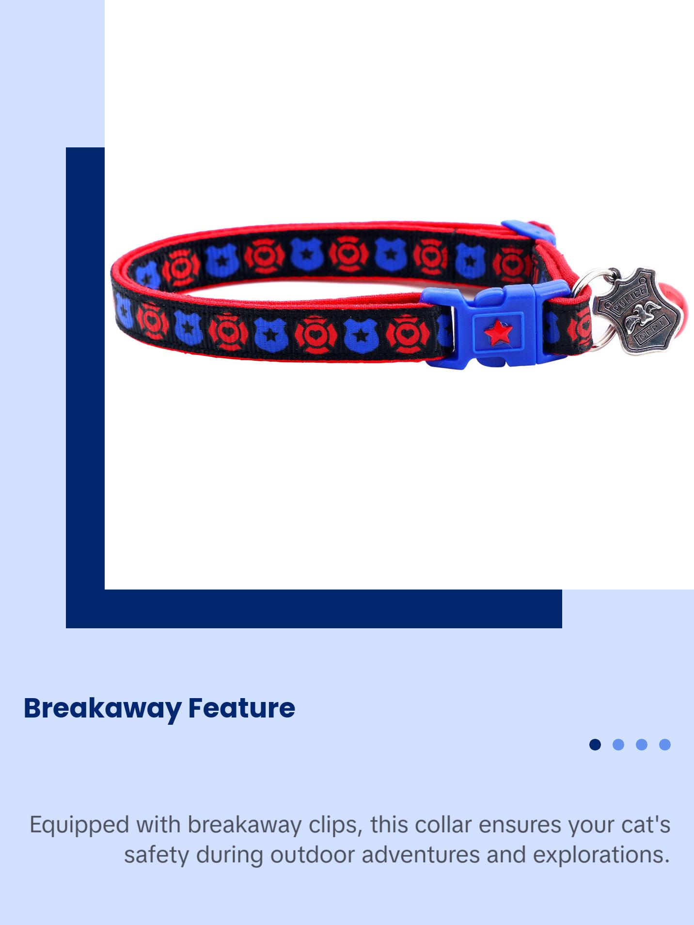 Firefighter and Police Breakaway Safety Cat Collar With Jingle Bell & Charm by Pugs2Persians Police Cop Law Enforcement First Responder Badge Fire Fighter