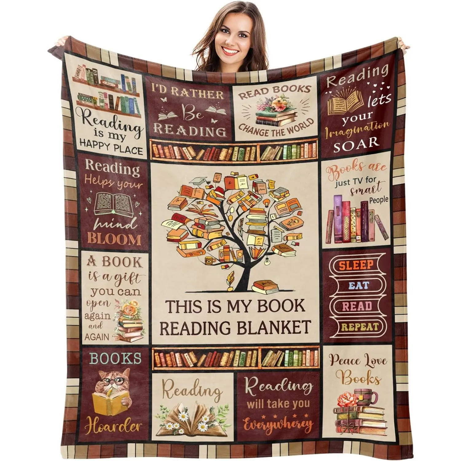 Book Lovers Gifts,Teacher Appreciation Gifts for Women, Book Accessories for Reading Lovers Blanket 60"x50", Reading Gifts, Reading Accessories for Book Lovers, Readers & Librarians Gift Ideas