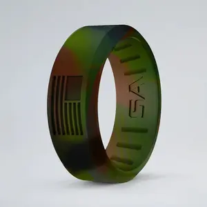 Soul of Adventure Green Camo Flag Silicone Ring for Active Lifestyle and Durable Wear