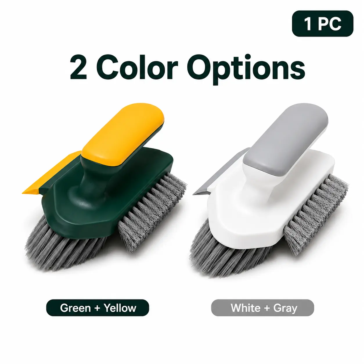 2-in-1 Dual Head Crevice Cleaning Brush with Scraping Edge - Hard-Bristle Grout Cleaner for Grout Tile, Sink Edges (Sports & Outdoor Accessories)