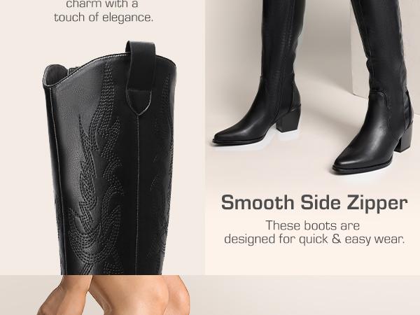 Dream Pairs Women's Dallas Embroidered Western Cowboy Knee High Boots shoes