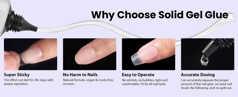 BTArtboxnails 30g Solid Nail Gel for Nail Tips and brush-on nail glue, Upgrade Cure Needed Nail Gel for Fake Nails Long Lasting, Super Strong Adhesion Nail Gel