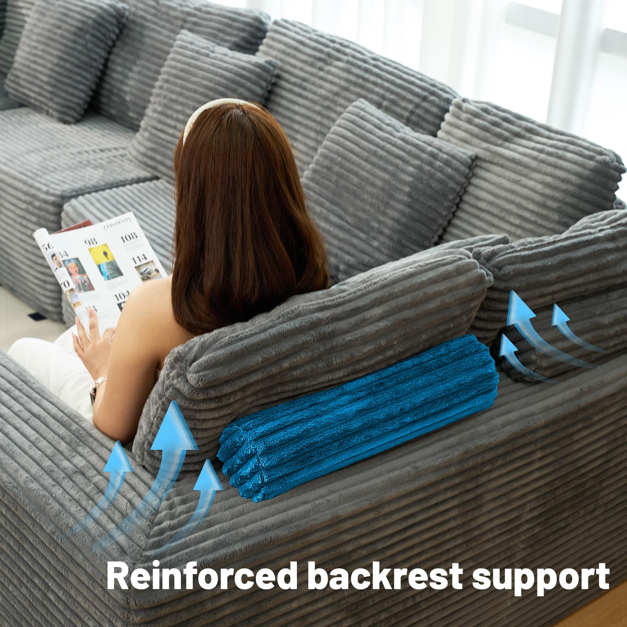 Niccae 135.5-Inch Modular U-Shaped Corduroy Couch - 6-Seater Recliner with Reversible, Freely Configurable Design, Gray Striped Fabric, 3-Pack Shipped Modular Upholstered Living Room Sofa Niccae 135.5-Inch Modular U-Shaped Corduroy Couch - 6-Seater Recliner with Reversible, Freely Configurable Design, Gray Striped Fabric, 3-Pack Shipped Modular Upholstered Living Room Sofa