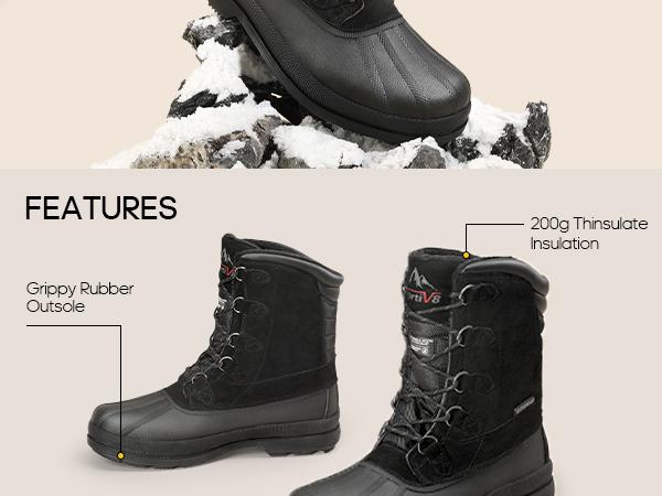 NORTIV8 Men's Waterproof Winter Shoes and Snow Boots Lace Black Insulated 3M Thinsulate Lining Slip-Resistant Rubber Outsole NORTIV8 Men's Waterproof Winter Shoes and Snow Boots Lace Black Insulated 3M Thinsulate Lining Slip-Resistant Rubber Outsole