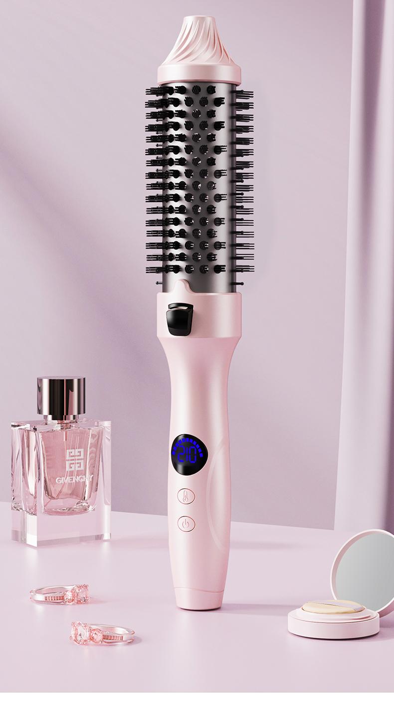 1.5-Inch Ionic Thermal Brush Heated Styling Brush with 11 Adjustable Temperatures (110–210°C) for Daily Smoothing & Light Waves – Suitable for Fine to Medium Hair Textures,WavyBrush, Pink