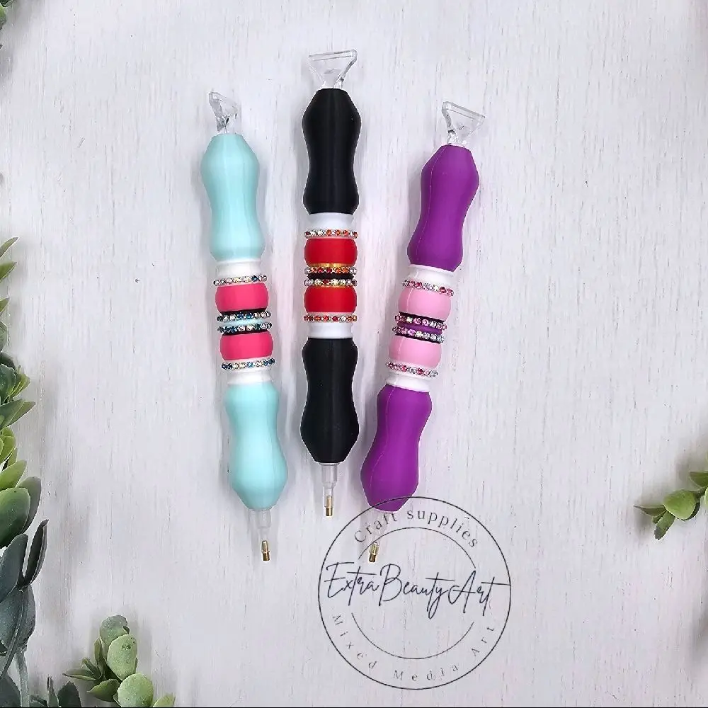 Color Block Diamond Painting Pen 3D Printed Multiplacer Push Tip Dual Ended Replacable Tip Art Tool with Colorful Design E-painter Compatible Plastic Tips