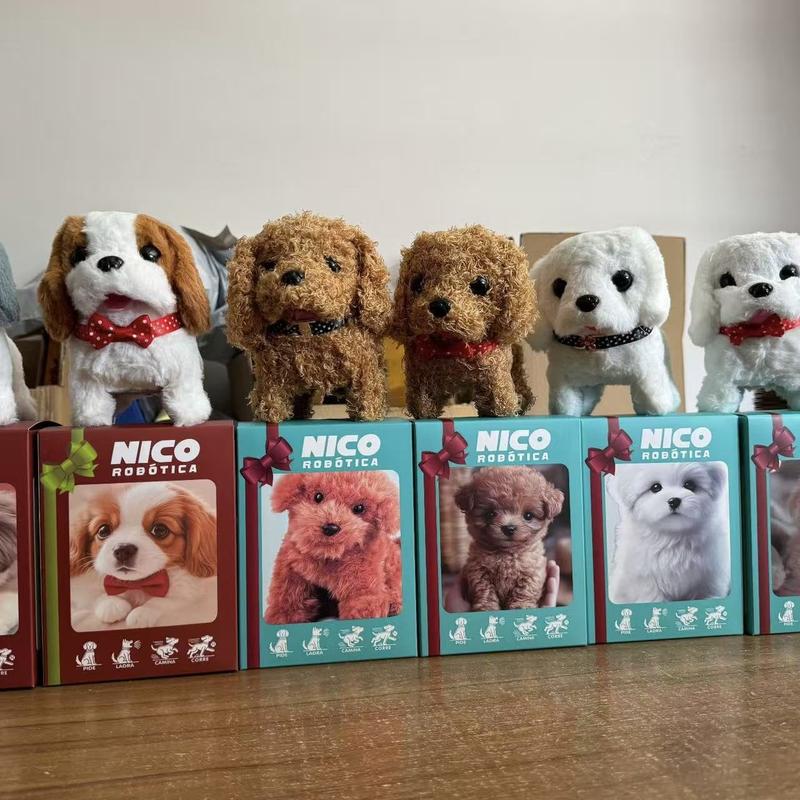 Lifelike Robotic Pup Plush Toy - Interactive Pet That Walks, Barks & Wags Tail, Cute Smart Toy for Kids & Adults,