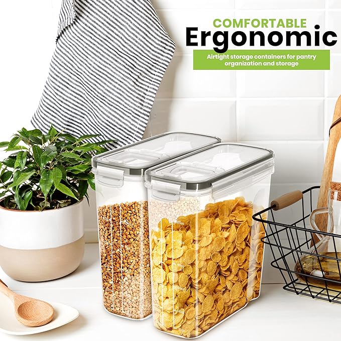 AISOON 32 PCS 16 PACK Airtight Food Storage Container Set, BPA Free Containers for Kitchen Organization, Ideal for Cereal,Flour&Sugar, Includes Labels