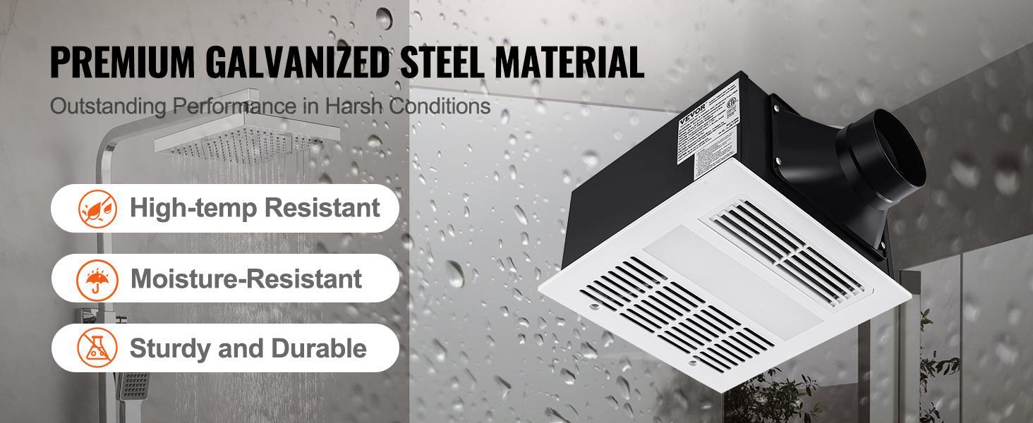 VEVOR Bathroom Exhaust Fan, TikTokShopBlackFriday, 1500W Heating, 110 CFM High-Efficiency Ventilation, 1.5sones Low Noise Operation, Energy-Saving Bathroom Ceiling Fan, No Need For Attic Access, For Various Ceilings