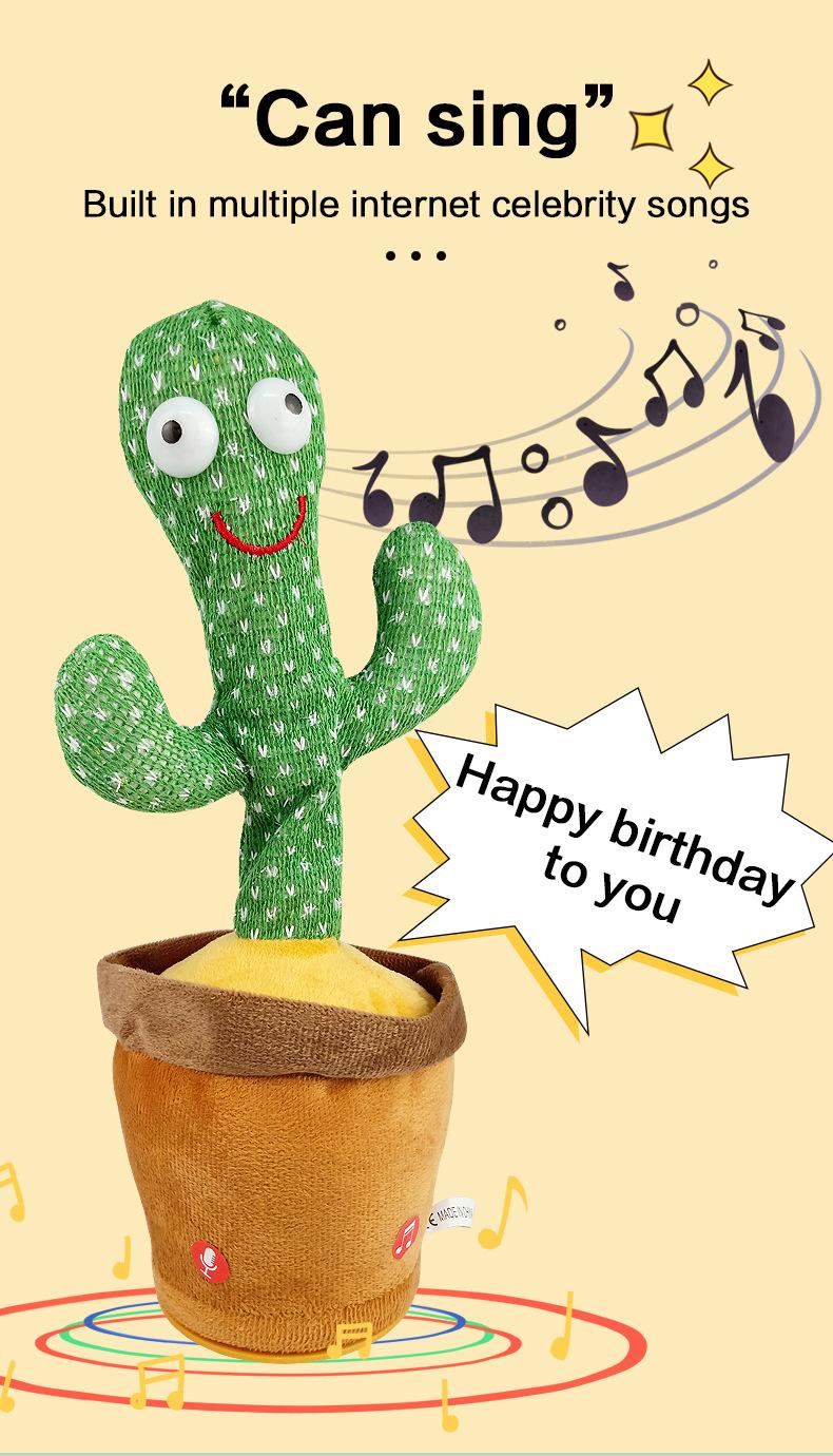 Emoin Dancing Cactus Baby Toys, Talking Cactus Toys Repeats What You Say Baby Boy Toys, Dancing Cactus Mimicking Toy with LED English Sing Talking Musical Toys Cute Rattle Maracas Sensory， Gift
