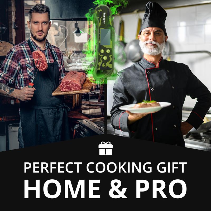 CHARMETER 0.5-Second Instant-Read Meat Thermometer High-Precision Digital Food Thermometer Features a large display screen Waterproof kitchen thermometer ideal for grilling, roasting, brewing.