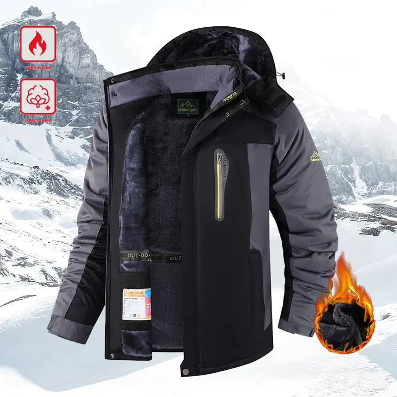 Men's Winter Outdoor Fleece Lined Hoodie - Thick Warm Jacket; Perfect for Outdoor Hiking, Jogging, Fishing, Gym Workouts or Casual Daily Wear; Fleece Lining Provides Windproof Structure; A Must-Have Versatile Piece in Men's Wardrobe