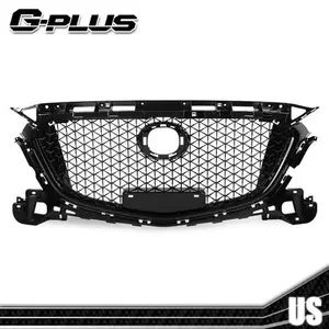 Front Bumper Upper Grille Grill Honeycomb Black Fit For 2017 2018 Mazda 3 Axela