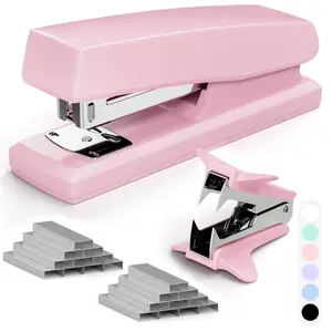 Pink Office Stapler, 25 Sheet Capacity with 2000 Staples and Staple Remover, Desktop Stapler,Pink Office Supplies for Students and Office Clerks