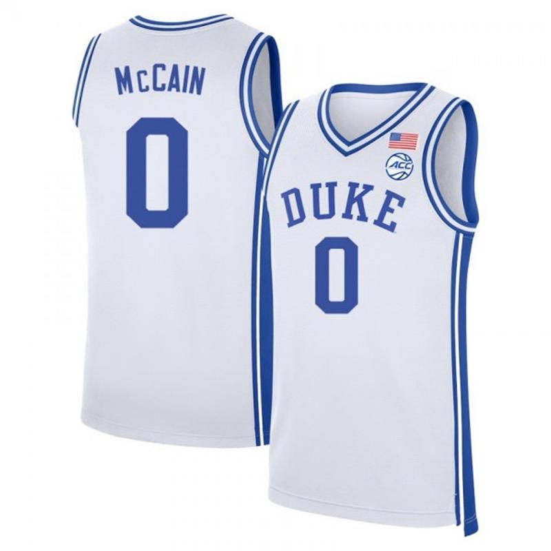 McCain #0 Duke White College Basketball Jersey Tank Top, Breathable Mesh Sleeveless V-Neck Game Day Fan Shirt, Unisex Athletic Streetwear